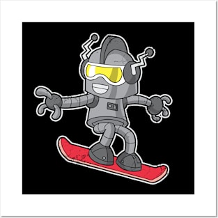 Snowboard Robot Snowboarder Snowboarding Posters and Art